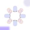 24 Pezzi Unghie Finte Press On Scintillanti Quadrato Corto Fiori Carini Unghie Adesive French Tip Unghia Artificiale