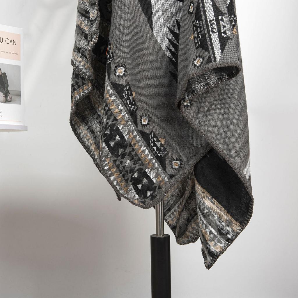 Thickened Shawl Simple Niche Outer Shawl Women'S Summer High-End Cape Dark Double-Sided Warm Scarf