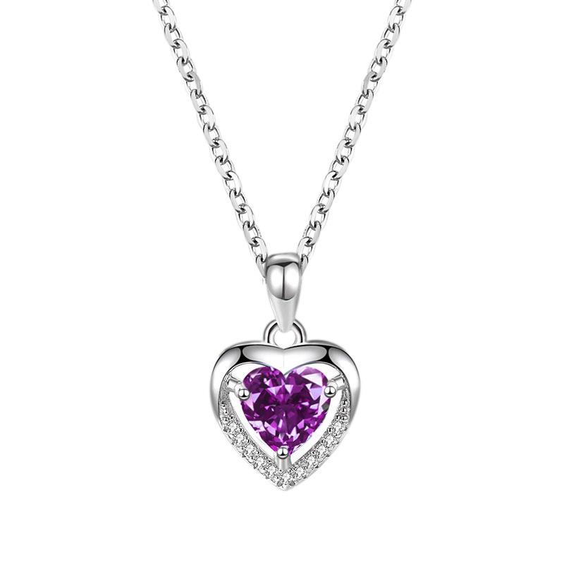 

S925 Sterling Silver Ocean Heart Necklace Women s Premium Versatile Clavicle Chain Twelfth Birthstone Pendant Women s Jewelry Gift 925 silver