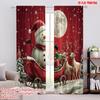 2pcs,2D Plane Printing Popular Curtains Christmas Snowman Sleigh Gifts (2) Polyester Woven (without Rod) Holiday Perfect for
