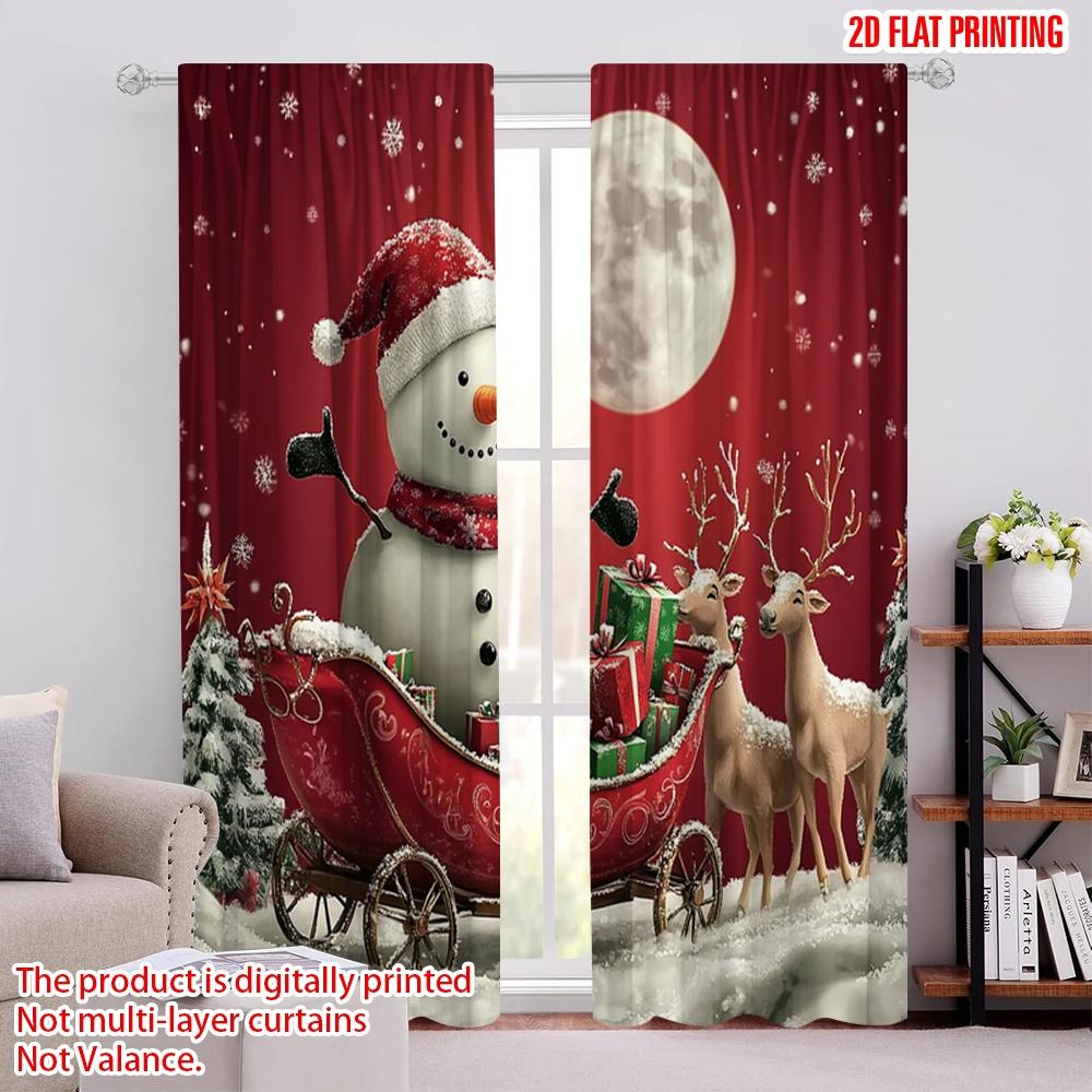 

2pcs,2D plane printing Popular Curtains Christmas Snowman Sleigh Gifts (2) Polyester Woven (without rod) Holiday Perfect for 52.50 × 116.00 cm 2 pcs