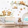 Cute Cartoon Bear Wall Sticker Self-Adhesive Branch Tree Decal for Kids Bedroom Living Room Home Decor