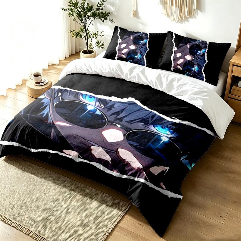 Jujutsu Kaisen 3pc Duvet Cover Set Simple Modern Bedding Set Wrinkle Resistant Soft Fabric All Season Use a perfect gift