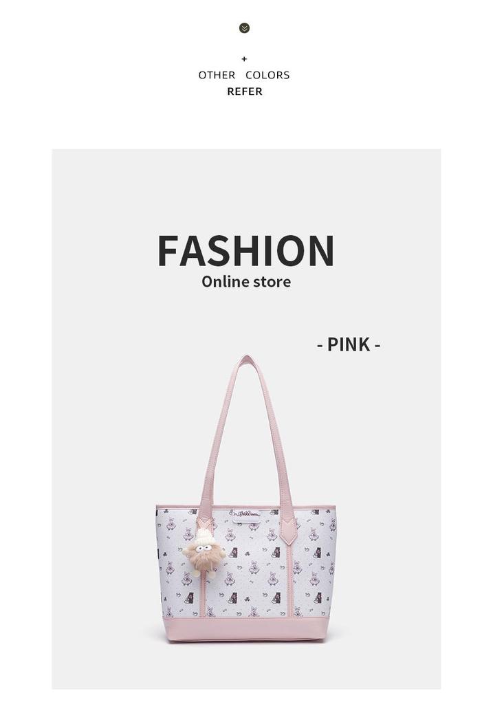 Floral Pink Girly Tote Bag: Cute, Large-Capacity, Versatile Shoulder Bag for Students