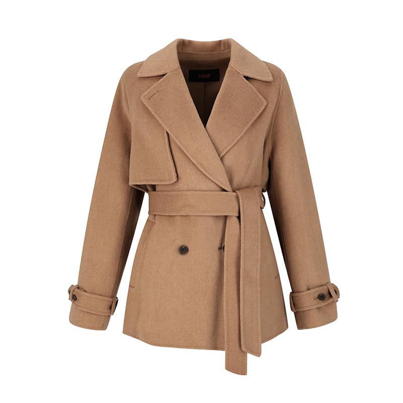 Soup Short Collar Double Button Belted