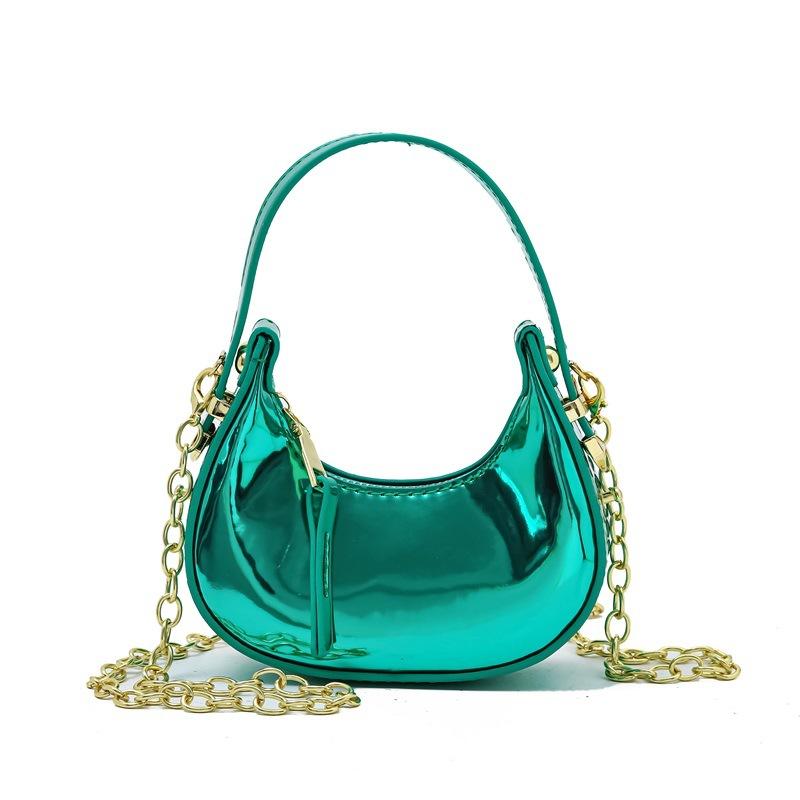Foreign Trade Bag Women 2025 New Ins Internet Celebrity Mini Moon Bag Fashion Patent Leather Chain Messenger Bag Tide