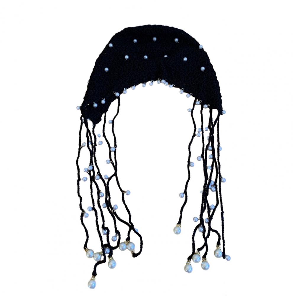 Women Hat Solid Color Faux Pearl Design Super Soft Breathable Wear Resistant Women Spring Autumn Knitted Hat Beanie Cap Decor Fo