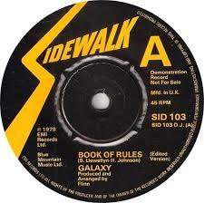 7inch Record GALAXY - Book Of Rules SID103 SIDEWALK 1979 UK Dance & Electronica Used