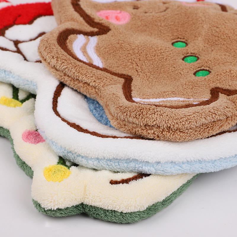 1/3Pcs Christmas Coral Fleece Hand Towels for Kitchen Bathroom Cartoon Gingerbread Man Snowman Tree Design Towel New Year Gifts