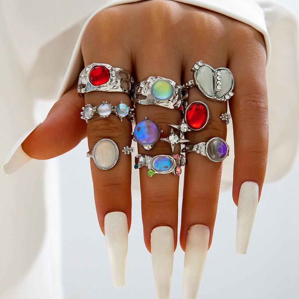 Sweet and cool pink diamond ring, love bow cold ring set.