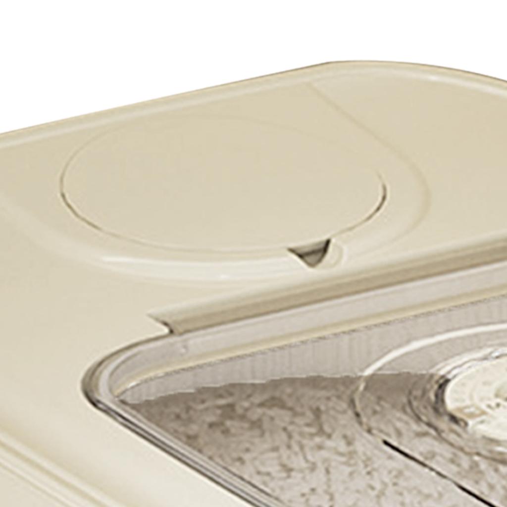 Rice Storage Box Transparent Sealed Press Type Magnetic Switch Kitchen Grain Storage Container for Dry Food Small Cream