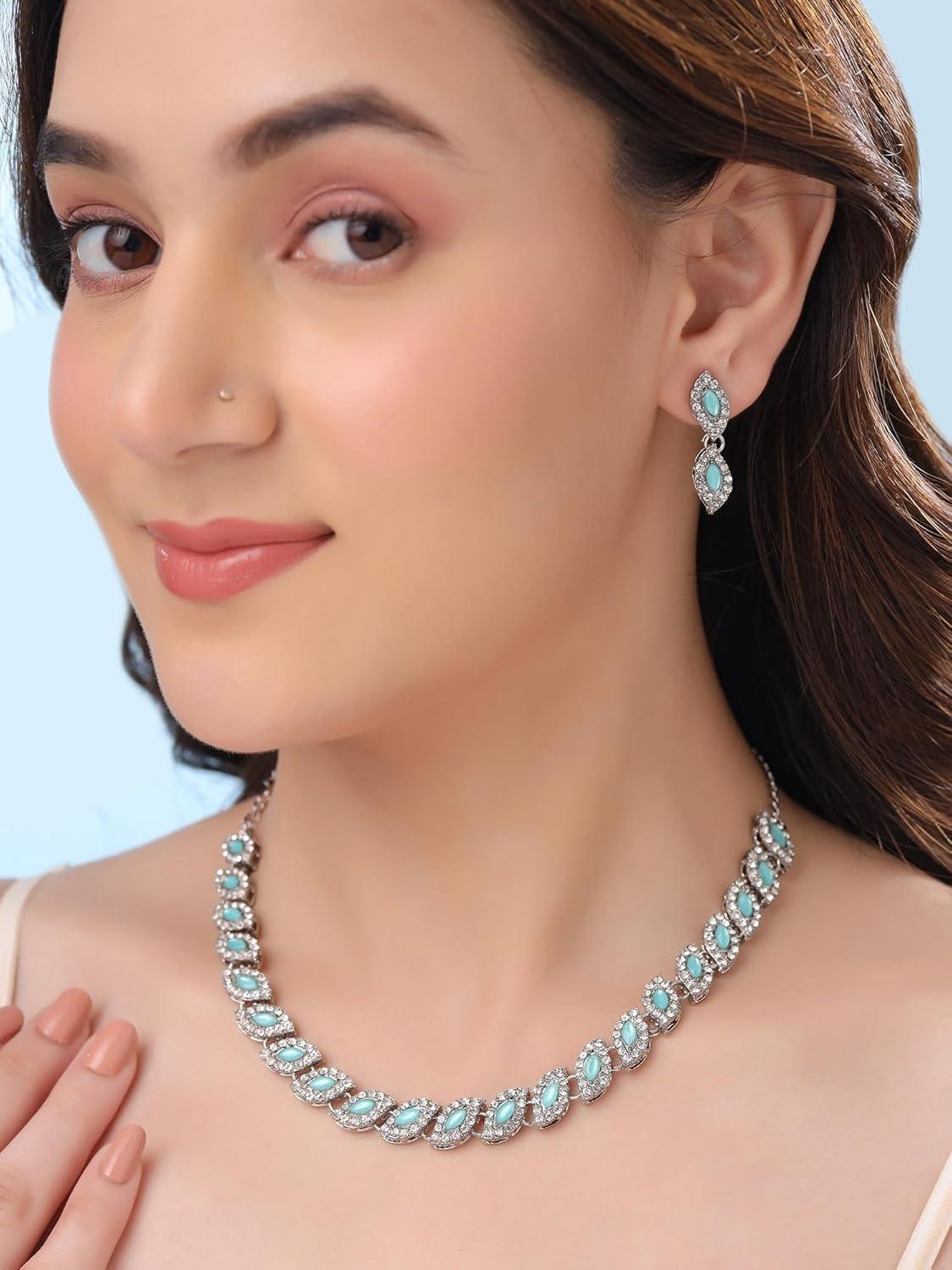 

Набор украшений для женщин и девушек, хрустальный свадебный набор украшений для свадьбы | Свадебный набор украшений Onesize синий