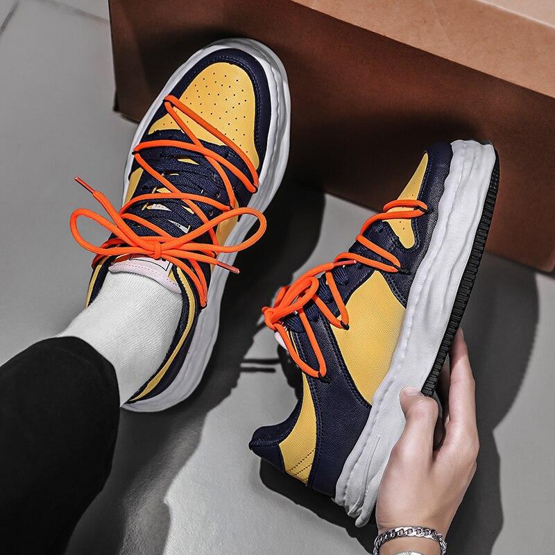 Pantofi de modă Pantofi ocazional Talpă groasă Pantofi din piele de bord cu șireturi Bărbați Pantofi sport Personalitate Student Plimbări în aer liber Tenis