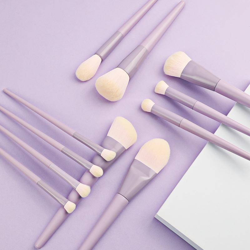 Small Purple Potato 11-Piece Makeup Brush Set: Includes Loose Powder and Eye Shadow Brushes - Beauty Tools Collection