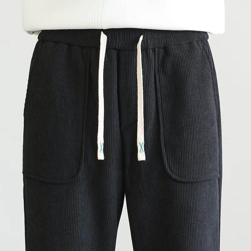 FAPAI Men's Corduroy-Look Thickened Wide-Leg Sweatpants