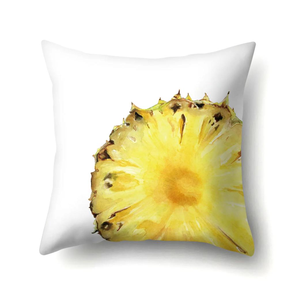 Dekorativer Kissenbezug mit Wassermelonen-Erdbeer-Kiwi-Zitronen-Motiv, Obstmuster, Kissenbezug, Heimdekoration für Sofa, Bett, Wohnzimmer, 45 x 45 cm