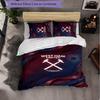 West Ham United Fotball 3-delt Sengetøysett Mykt Dynetrekksett med Putevar Trykt Soveromsdekorasjonssett for Hjem