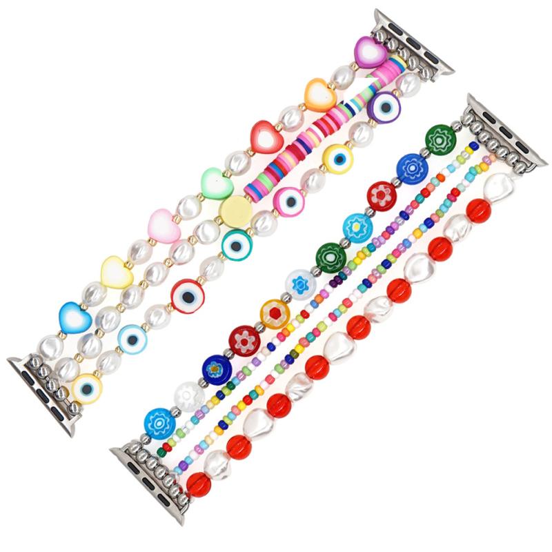 

Браслет из бисера, совместимый с ремешком для часов iWatch Модный ремешок для часов из стеклянной бусины ручной работы для мужчин