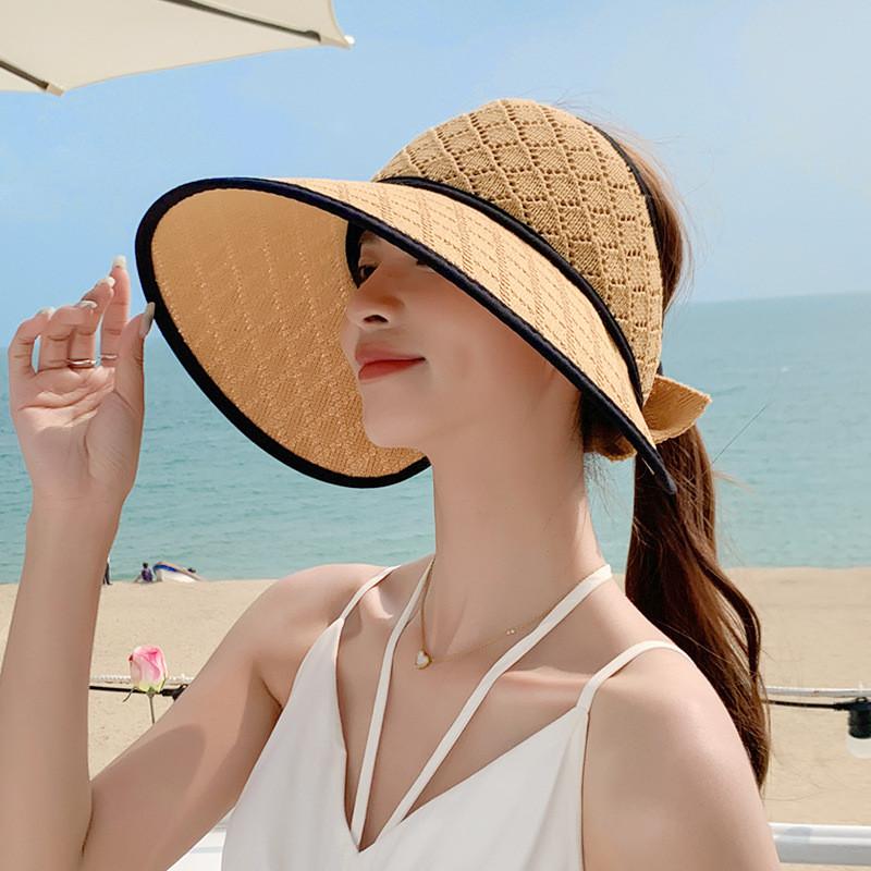 Summer Outing Sun Protection Hat With Large Brim And Bow For Women