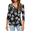 Women's T Shirt Print Button 3/4 Sleeve Daily Weekend Fashion Basic V- Neck Regular Top