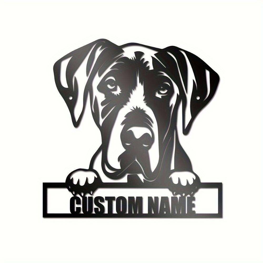 Unique Tailorable Art Deco Iron Metal Plaque Great Dane Design Wall Mounted Animal Themed Decor for Home Office Easy To Hang
