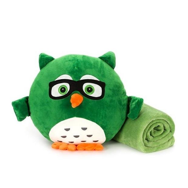 

Soft toy pillow with blanket Supretto Owl Barik 3 in 1, green (Art. 78100004)
