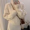 Women's High-Neck Wool Sweater - 100% Pure Wool, Cable Knit, Thick, Fashionable, Elegant Cashmere Base Layer Knitwear