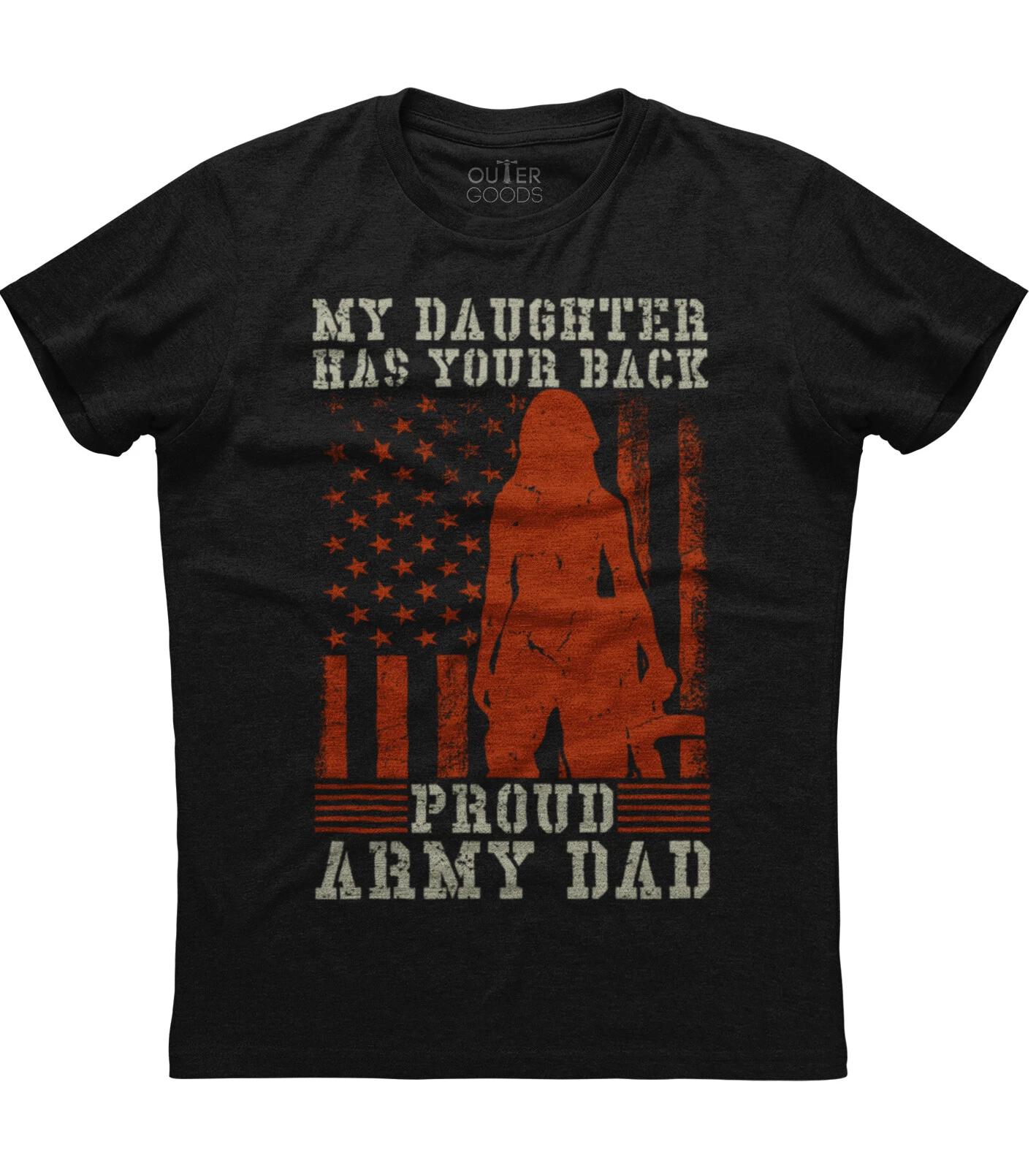 Proud Army Dad Military Father Mens Short Sleeve New Cotton Black T-shirt 4XL