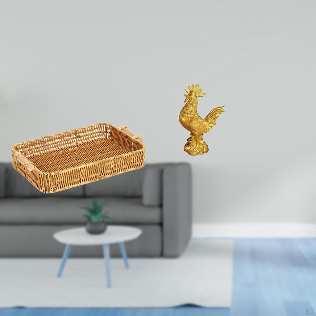Woven Fruit Baskets And Chicken Figurine Feng Shui Decor for Snack Serving Bowl Basket Bread