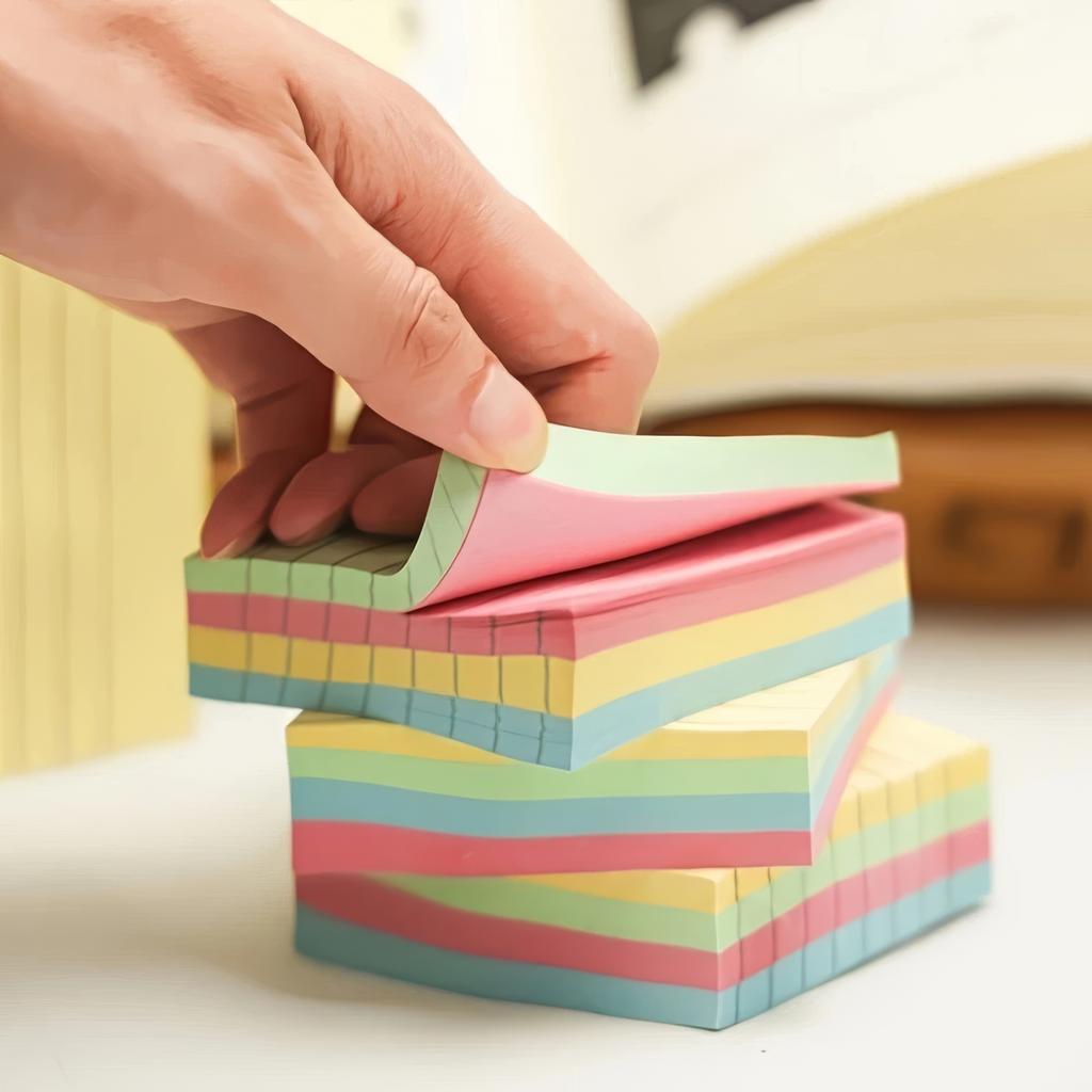 1-Piece Ruled Sticky Note Cube – Compact Design with 100 Sheets for Quick Notes, Indexing, and Bookmarking