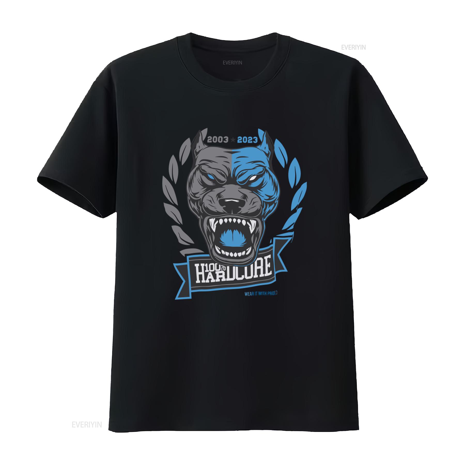 

2003 2023 100 HARDCORE Mens Pride Dog T Shirt Blue Black Wear It With vintage Washed Comfortable Breathable Stylish homme 4XL
