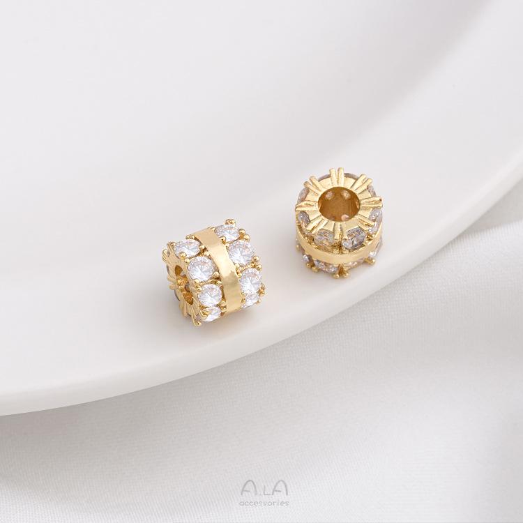 14K Gold-Plated Zircon Spacer Beads for DIY Jewelry