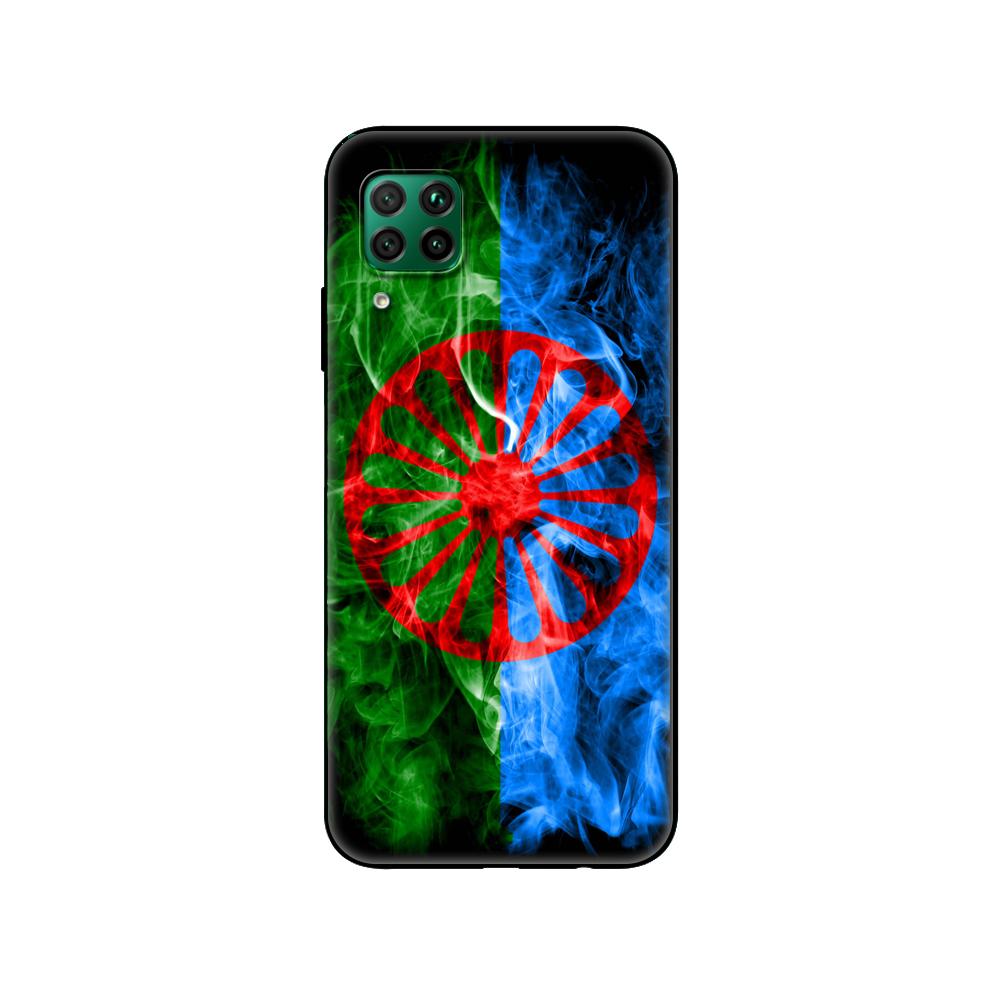 Černé tpu pouzdro pro Huawei P30 Lite P30 Pro P40 pouzdro pro Huawei P40 LITE EP Smart 2020 Pouzdro Kryt Gypsy Romani Roma Flag