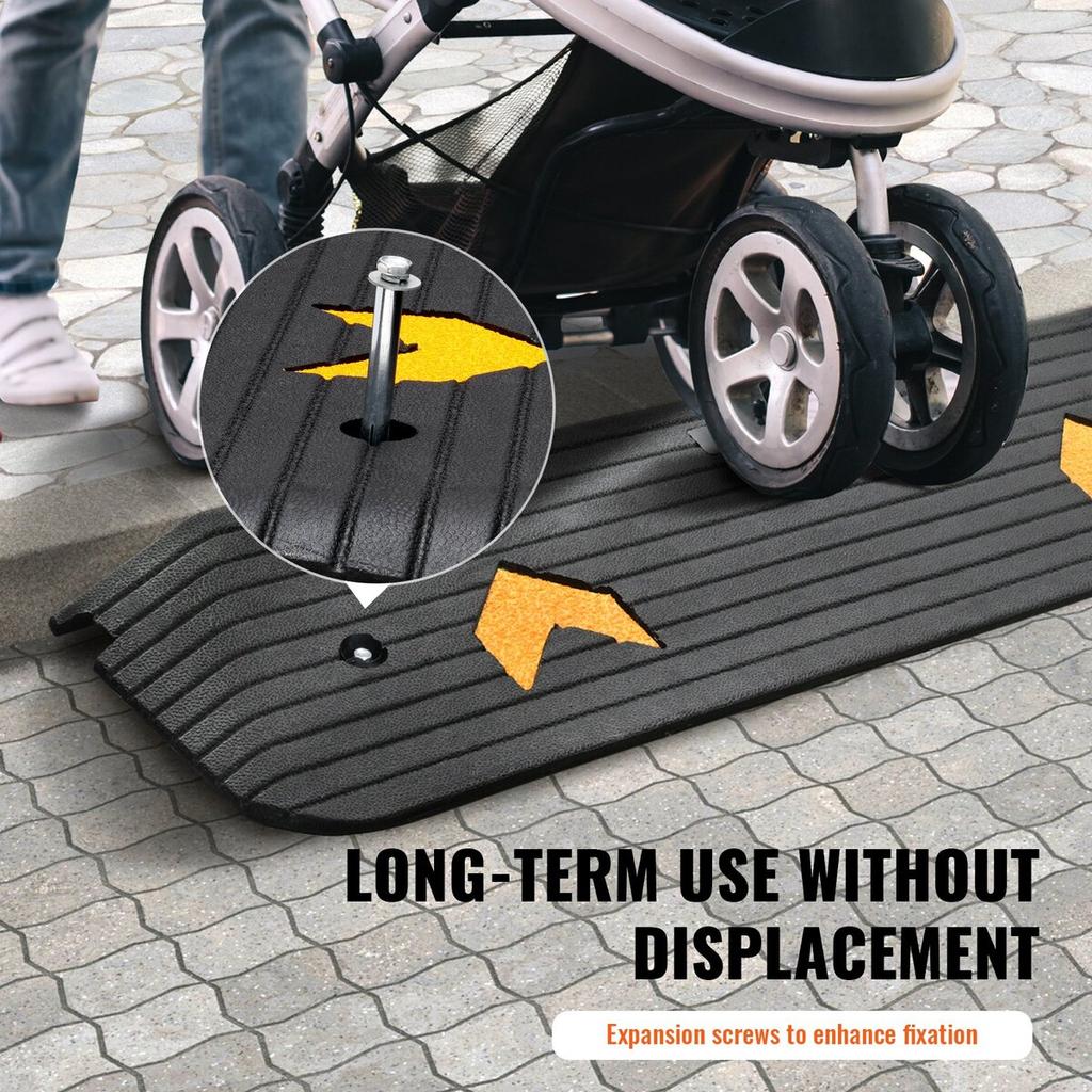 Upgraded Rubber Threshold Ramp, 1" Rise Wheelchair Ramp Doorway, Natural Curb Ramp Rated 33069 Lbs Load Capacity, Non-Slip Textured Surface Rubber