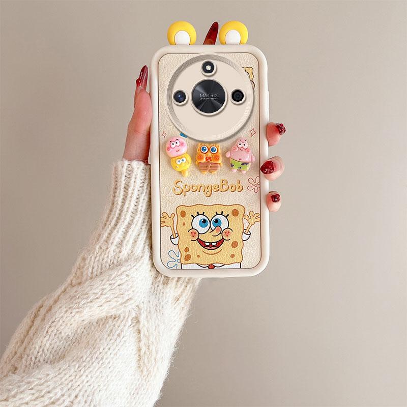 KEYSION Cute Ear 3D Cartoon Case for HONOR X9c Smart 5G with Bracelet Soft Silicone Shockproof Phone Cover for Huawei Honor X9c Smart