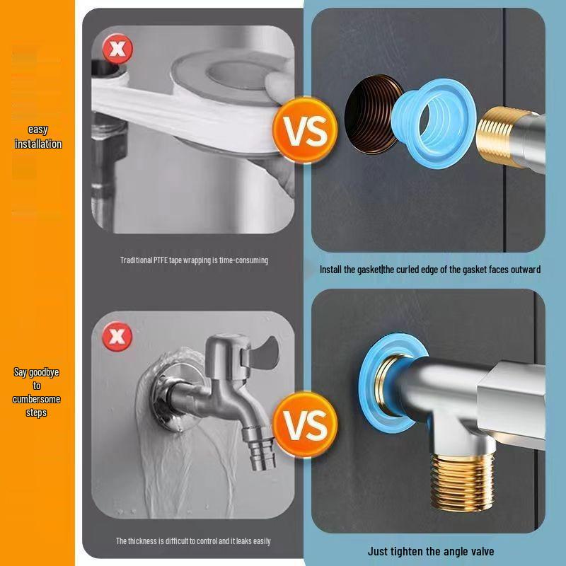 Swap silicone washer gasket for four-point faucet with waterproof triangular valve seal ring.