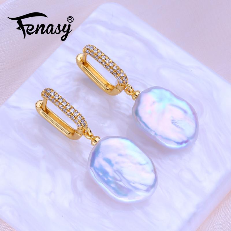   Natural Freshwater Big Baroque Pearl Hoop Earrings Gold Color Fashion Wedding Jewelry Birthday Gifts For Women