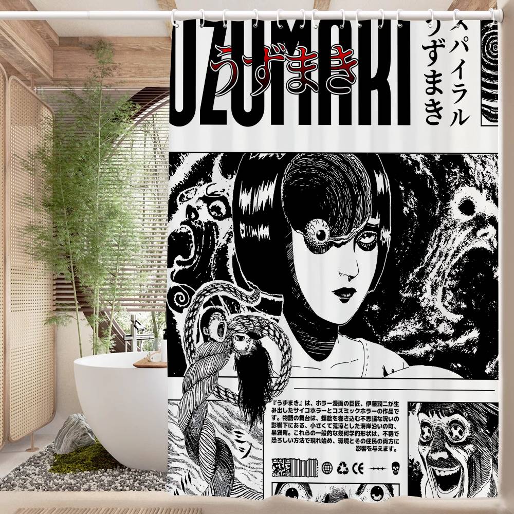 J-Junji Ito T-Tomie 1PC Printed Shower Curtain Waterproof Washable With 12 Hooks Bathroom Shower Home Use