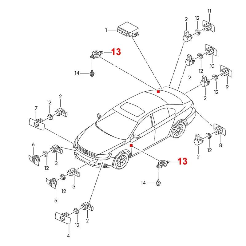 For VW Caddy CC Golf Plus Passat Polo Tiguan Touareg Touran Car PDC Parking Warning Buzzer Speaker Alarm Radar Aid OPS Parts Kit