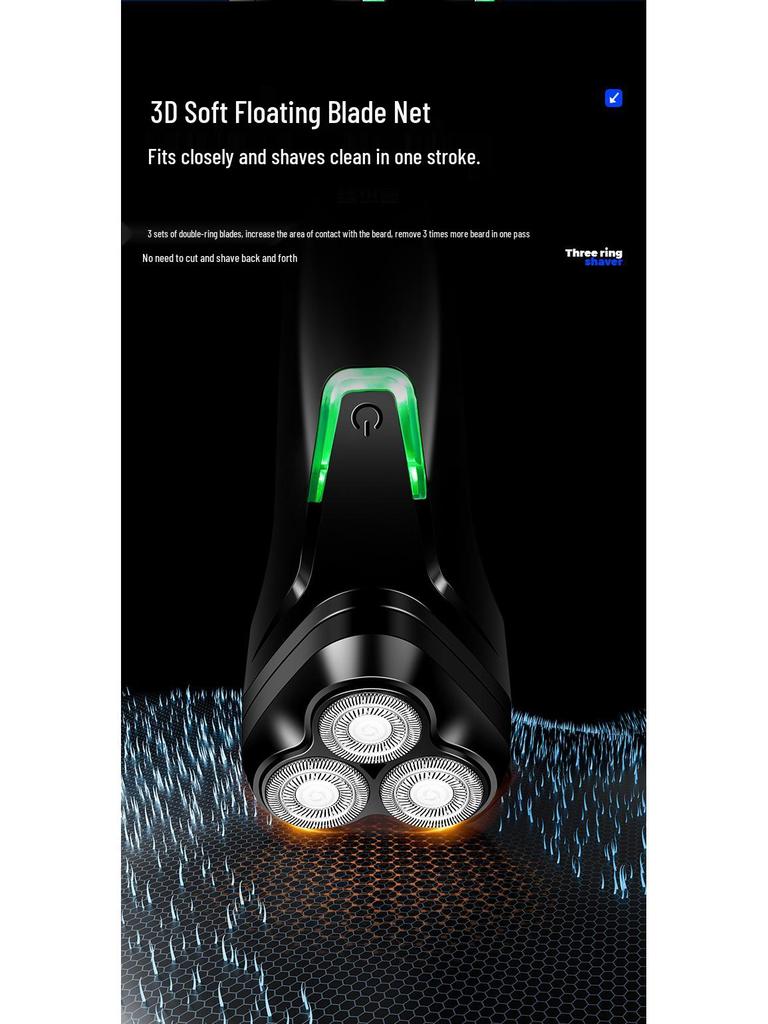 New Magnetic Men's Three-Head Electric Shaver with Car Charging Feature, Rechargeable Razor