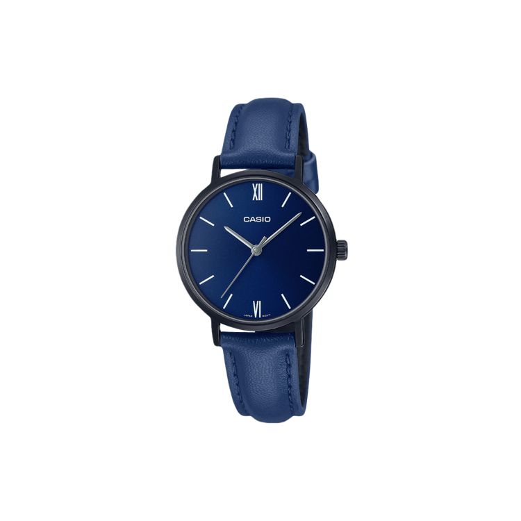 Casio Men's Blue Standard Series Minimalist Fashion Navy Quartz Movet Leather Strap Watch Wo Watches Ltp-Vt02bl-2A