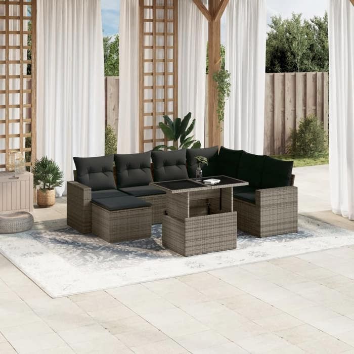 VidaXL Salon de jardin 8 pcs avec coussins gris résine tressée 3267440