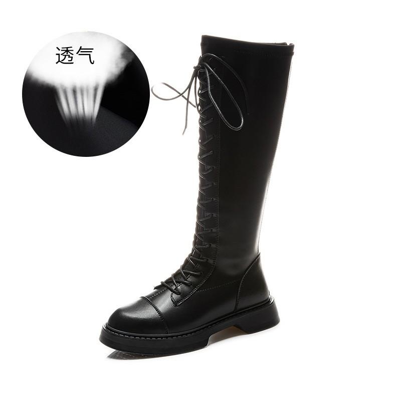 Customized leather knight boots women's 2025 autumn and winter new thick heel fashion round head boots casual versatile boots