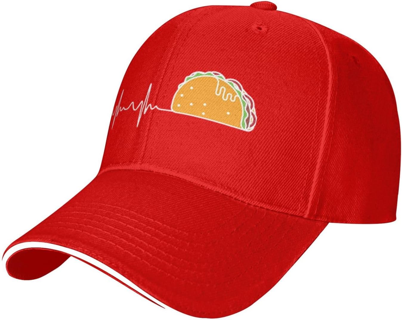 Taco Heartbeat EKG Pulse Love Funny Casual Polyester Baseball Cap Snapback Adjustable Hat For Adults Adjustable