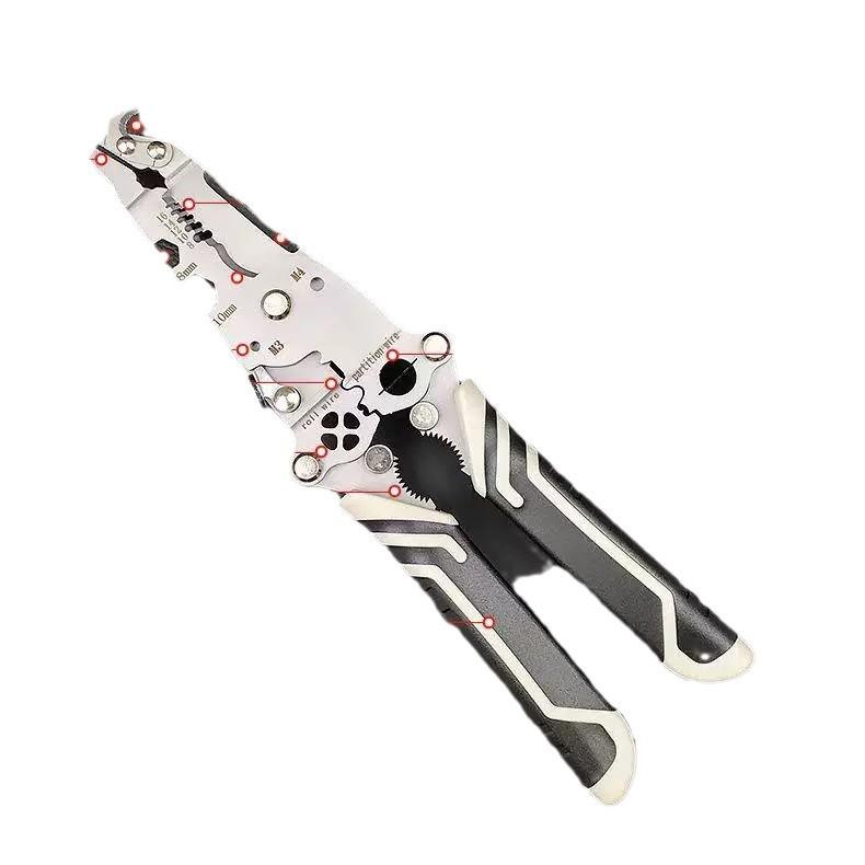 

Клещи для зачистки проводов из легированной стали, складной многофункциональный инструмент для зачистки проводов, нескользящие клещи для электрика, обжимные клещи для электрика серый