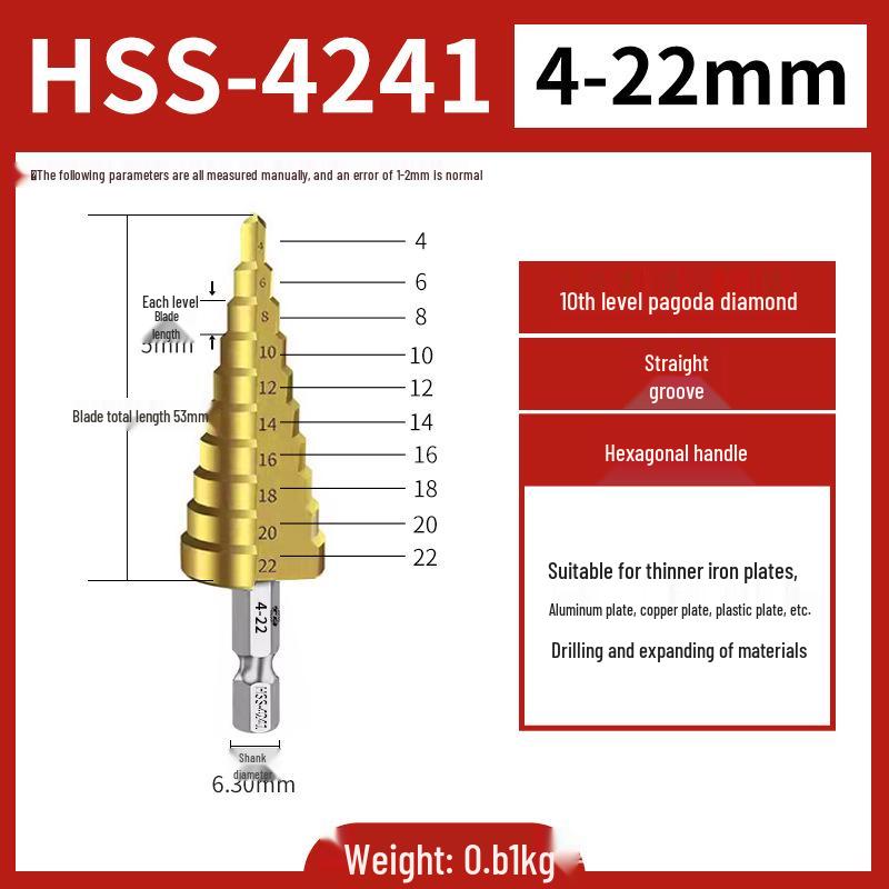 Tiangong Pagoda High-Hardness Universal Step Drill Bit Set for Stainless Steel
