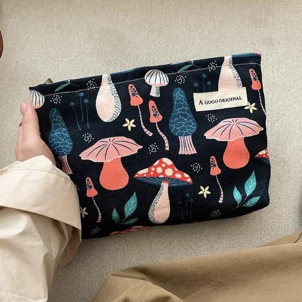 Tragbare Kosmetiktasche mit Reißverschluss Pilz Große Kapazität Kulturtasche Make-up-Tasche Outdoor