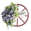 Welcome Sign Decorative Hanger Outdoor Courtyard Welcome Wooden Plaque Wheel Wreath