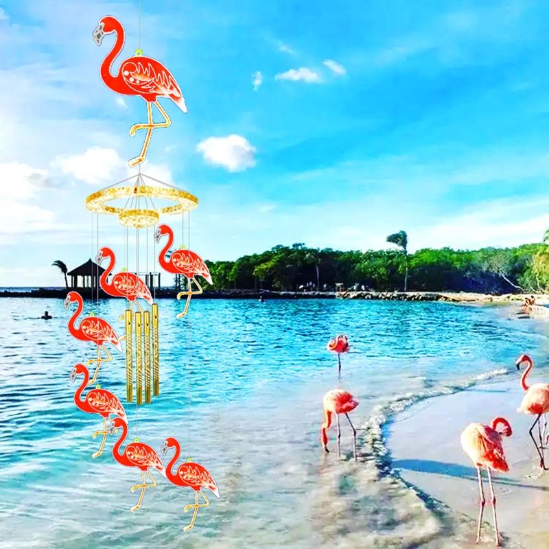 1 Set Flamingo Wind Chime Pendant Drop Glue Mold Diy Keychain Coaster Flamingo Wall Hanging Decorative Silicone Mold