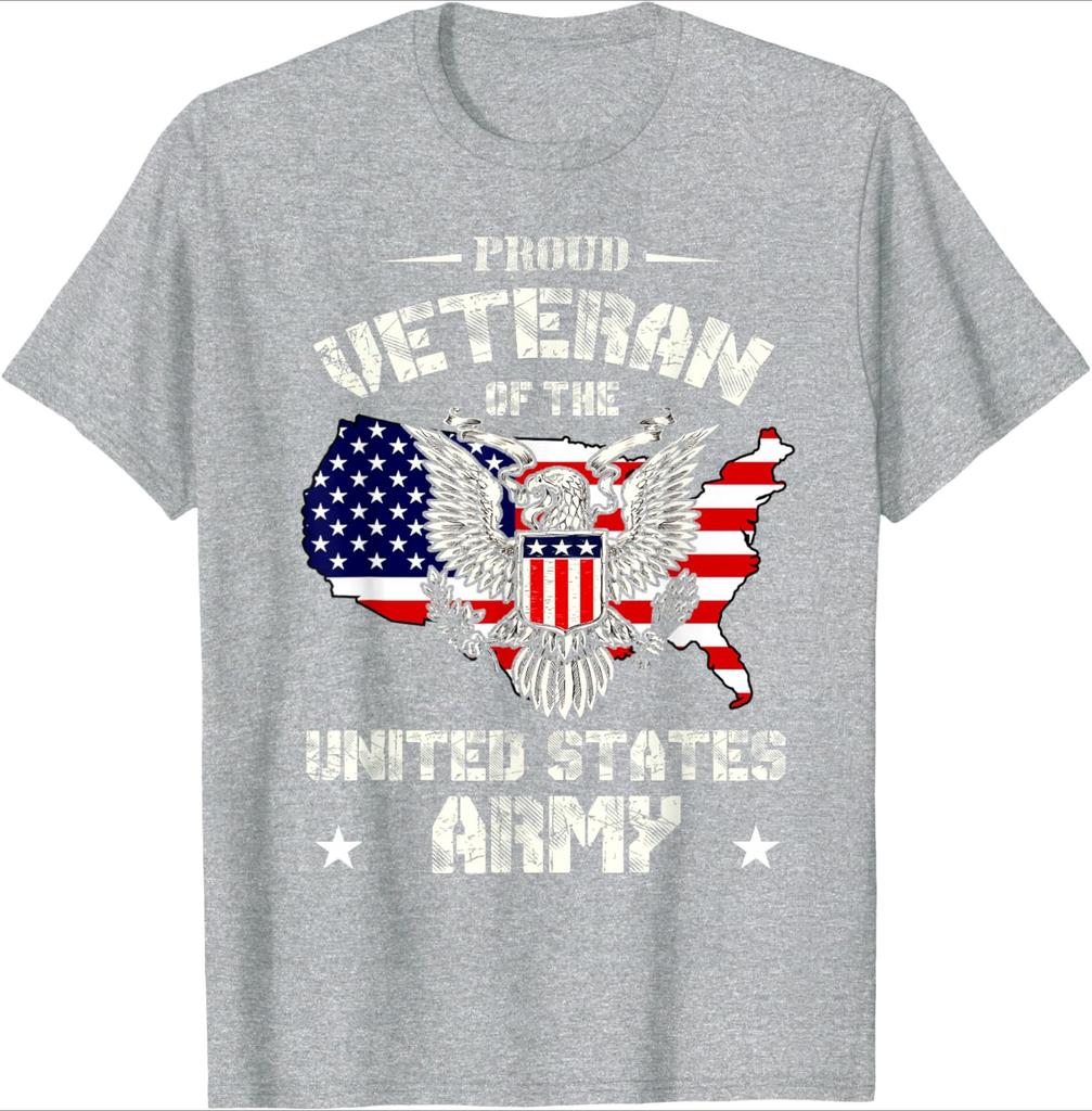 Proud Veteran of the US ArmyUSA Flag Soldier Veteran design100cotton summer Oneck short sleeve printed mens Tshirt